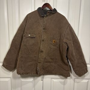 Carhartt Chore Jacket Mens 2XL Brown Blanket Lined Workwear USA Vintage Gorpcore